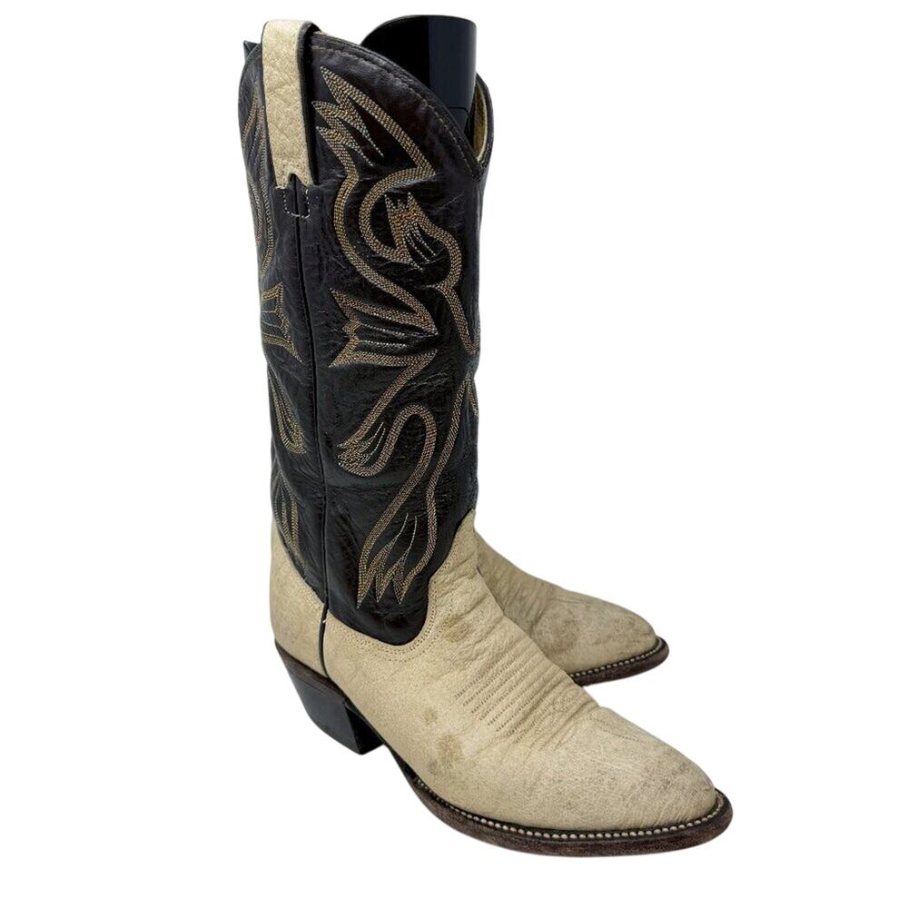 Imperial	Brown/Tan Leather Western Boots Men's Sz 7.5 USA Made Stitched Design